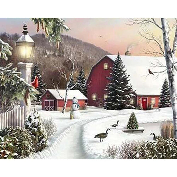 Diamond Painting - Farm in the Snow