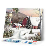 Diamond Painting | Diamond Painting - Farm in the Snow | Diamond Painting Landscapes landscapes winter | FiguredArt