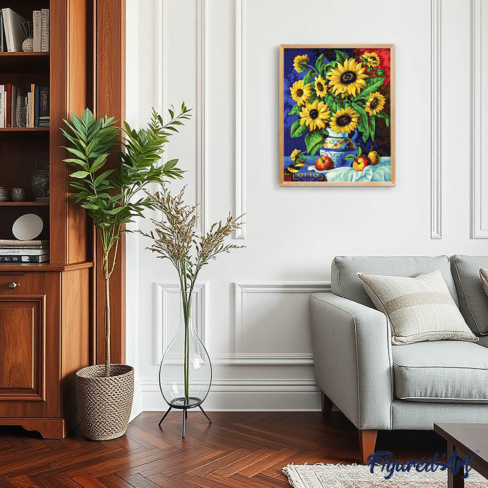 Diamond Painting - Marguerite vase on a tablecloth