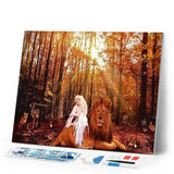Diamond Painting | Diamond Painting - Lady and the Lion | animals Diamond Painting Animals lions | FiguredArt