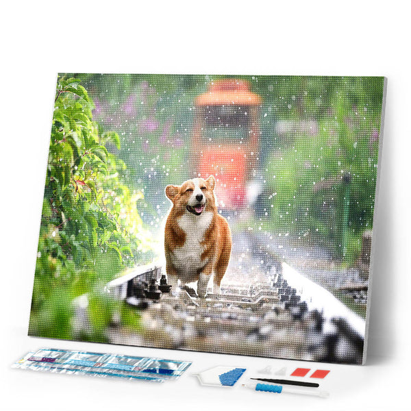 Diamond Painting - Dog on rails
