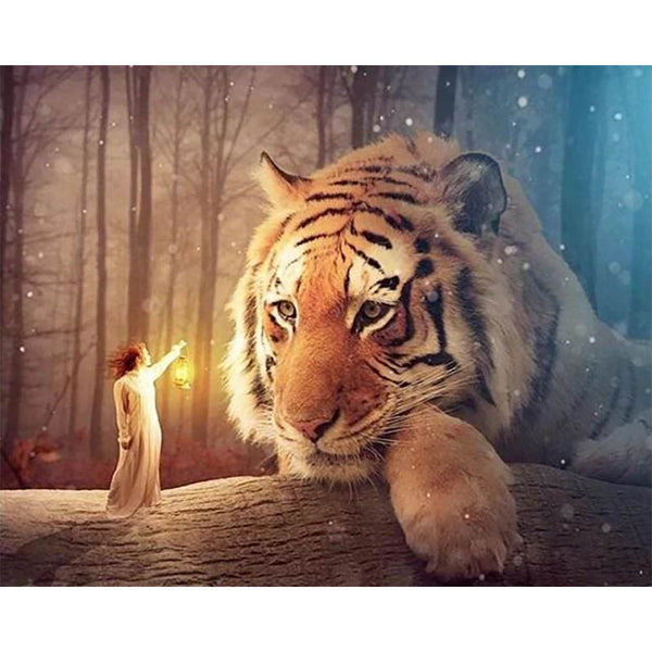 Diamond Painting - Woman and Tiger