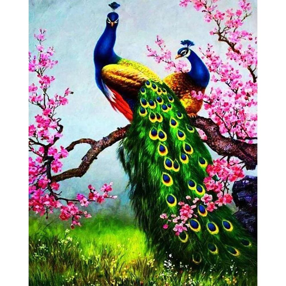 Diamond Painting - Peacocks and Cherry Tree