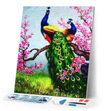 Diamond Painting | Diamond Painting - Peacocks and Cherry Tree | animals Diamond Painting Animals peacocks | FiguredArt