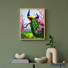 Load image into Gallery viewer, Diamond Painting - Peacocks and Cherry Tree