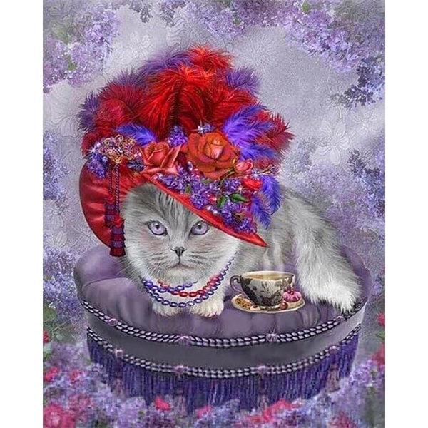Diamond Painting - Cat with Hat and Necklace