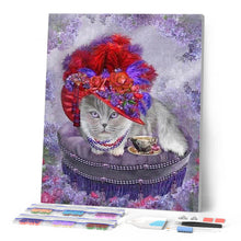 Load image into Gallery viewer, Diamond Painting - Cat with Hat and Necklace