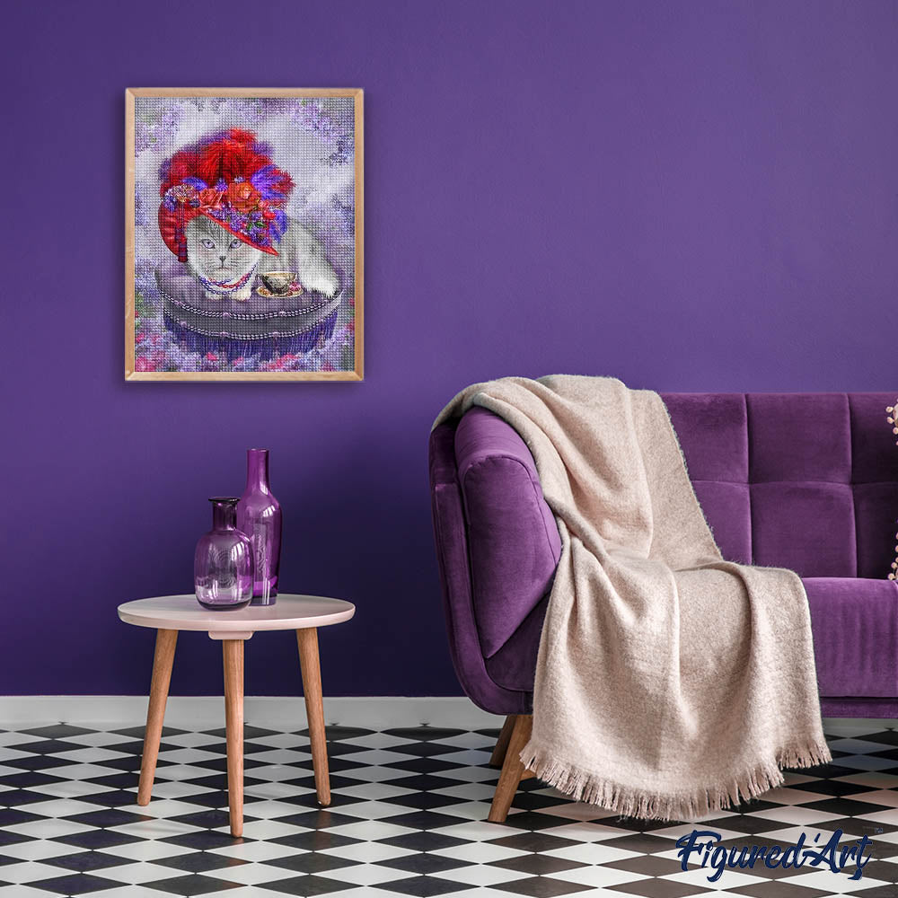 Diamond Painting - Cat with Hat and Necklace