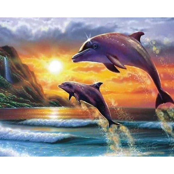 Diamond Painting - Dolphins at sunrise