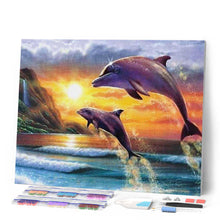 Load image into Gallery viewer, Diamond Painting - Dolphins at sunrise