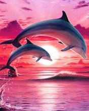 Load image into Gallery viewer, Diamond Painting | Diamond Painting - Dolphins at sunset | animals Diamond Painting Animals dolphins | FiguredArt