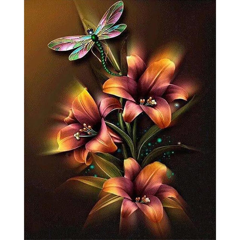 Diamond Painting - Lily and Dragonfly