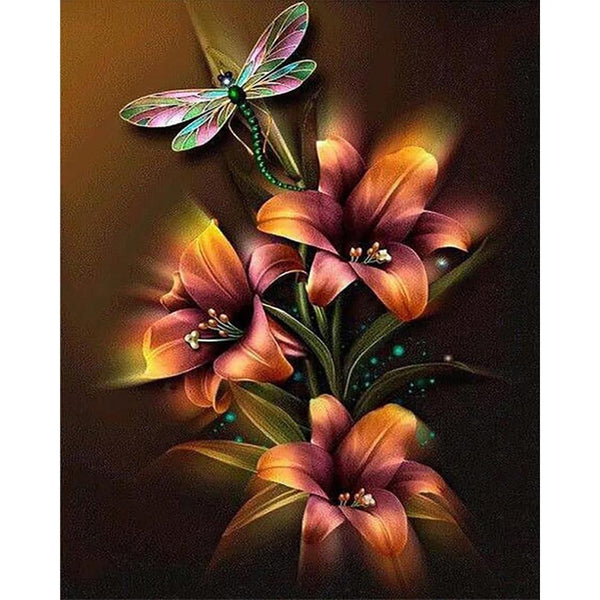Diamond Painting - Lily and Dragonfly