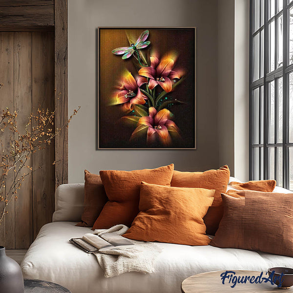 Diamond Painting - Lily and Dragonfly