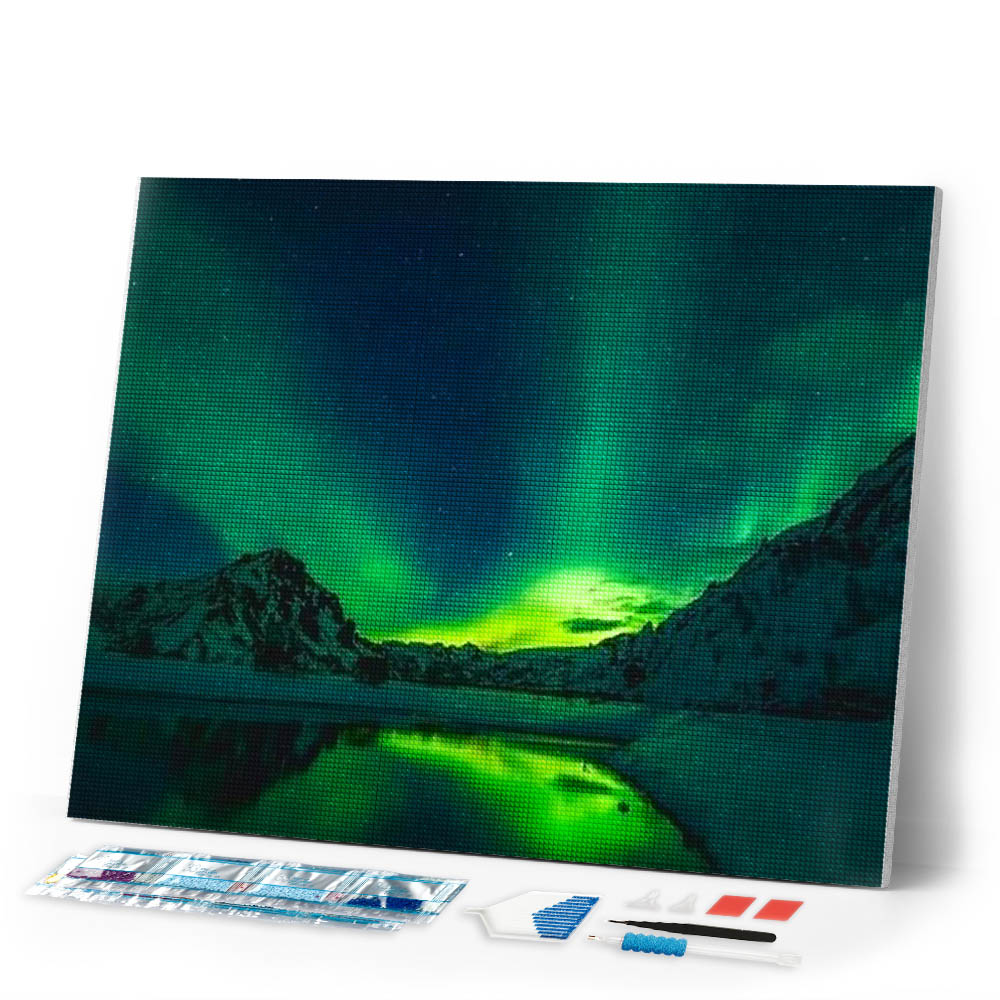 Diamond Painting | Diamond Painting - Green Northern Lights | Diamond Painting Landscapes landscapes | FiguredArt