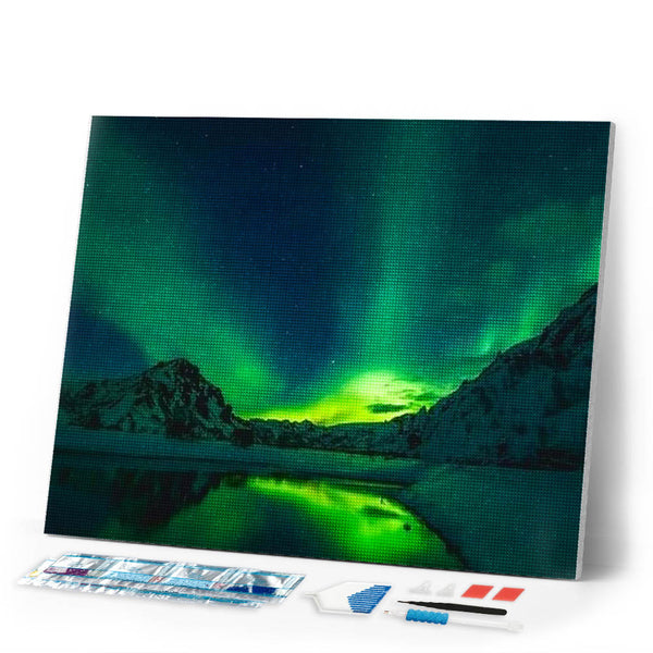 Diamond Painting | Diamond Painting - Green Northern Lights | Diamond Painting Landscapes landscapes | FiguredArt