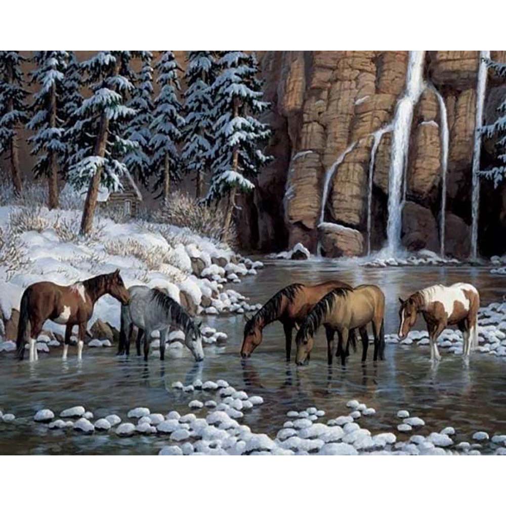 Diamond Painting - Horses in the river