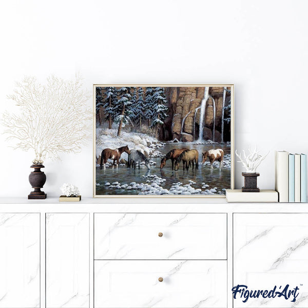 Diamond Painting - Horses in the river
