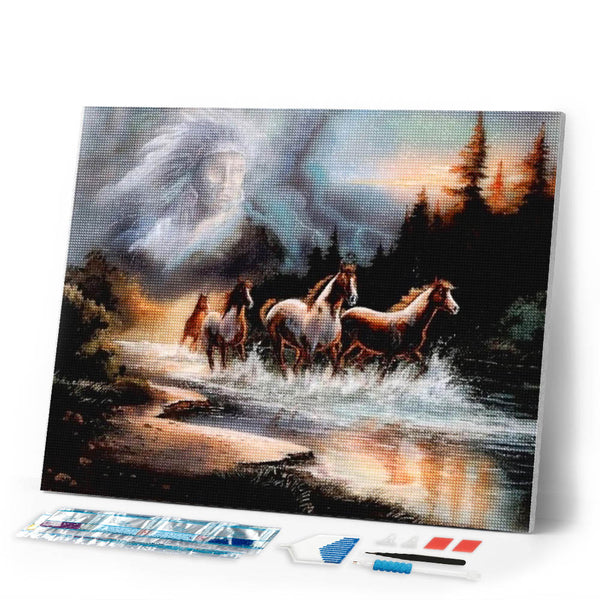 Diamond Painting - Indian spirit and horses