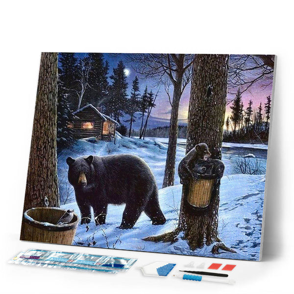 Diamond Painting | Diamond Painting - Bear in the Snow | animals bear Diamond Painting Animals winter | FiguredArt