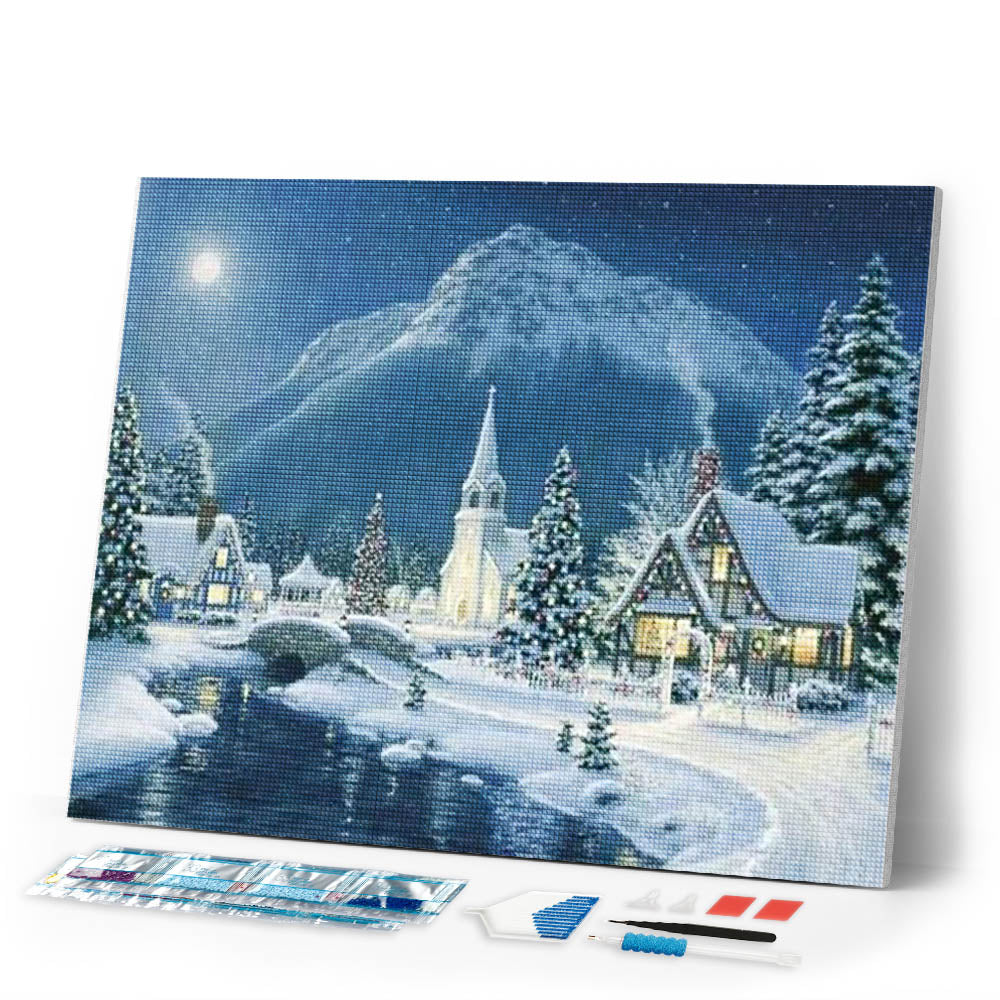 Diamond Painting | Diamond Painting - Village in the Snow | Diamond Painting Landscapes landscapes winter | FiguredArt