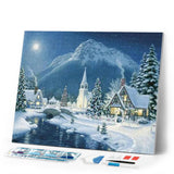 Diamond Painting | Diamond Painting - Village in the Snow | Diamond Painting Landscapes landscapes winter | FiguredArt