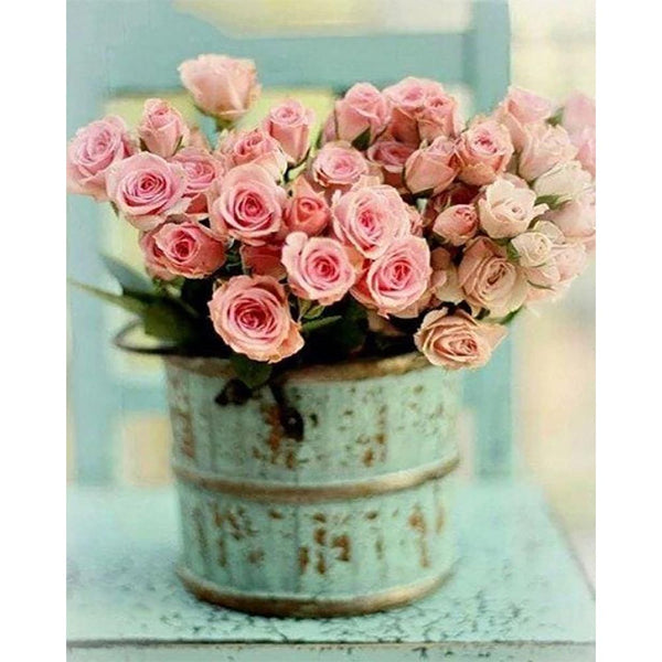 Diamond Painting - Rose Bouquet in a Bucket