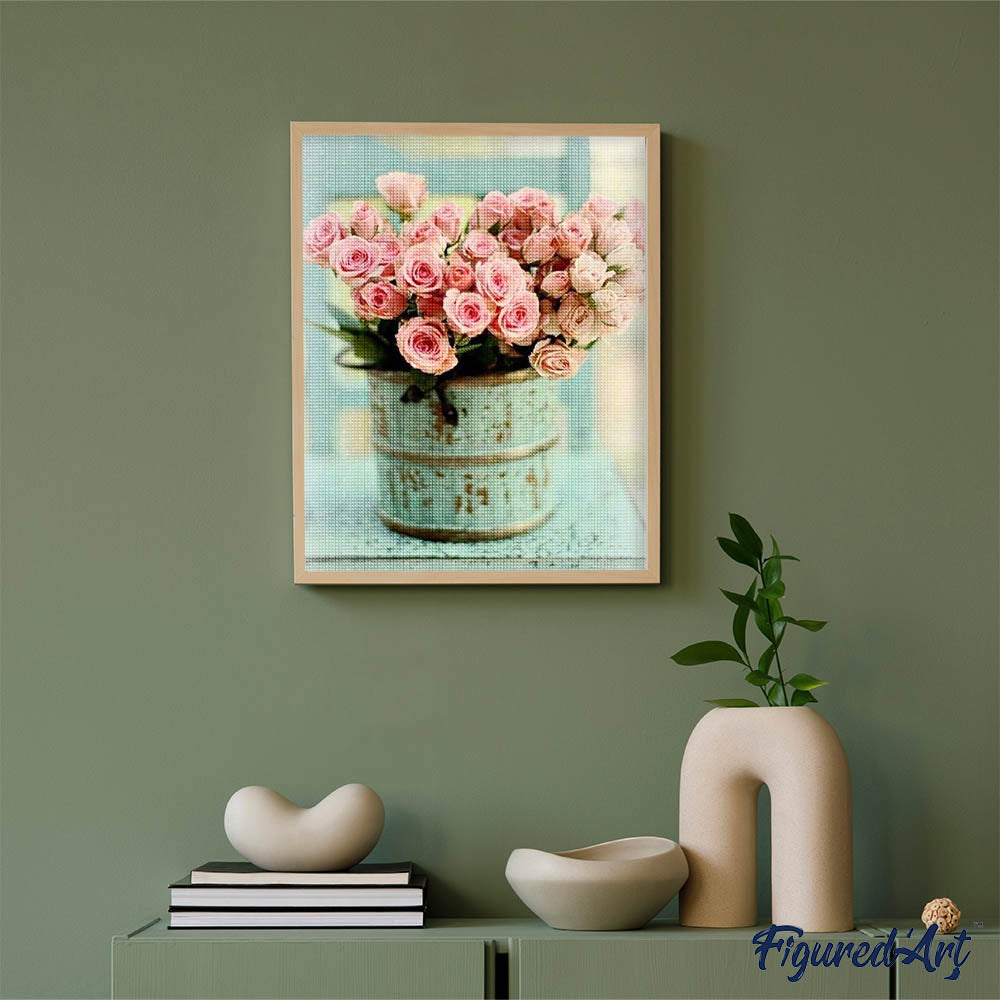 Diamond Painting - Rose Bouquet in a Bucket