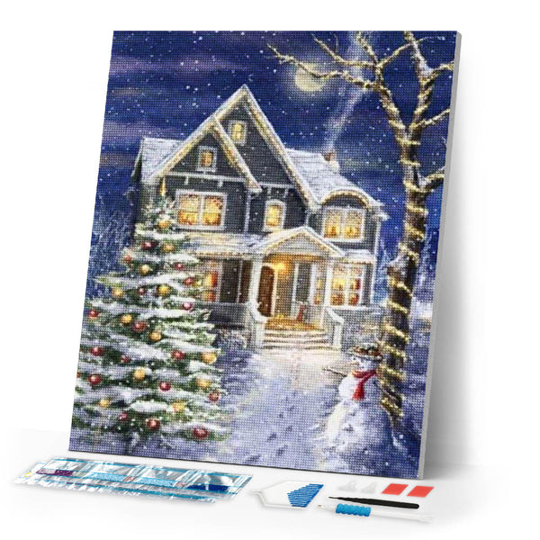 Diamond Painting | Diamond Painting - House decorated for Christmas | christmas Diamond Painting Landscapes landscapes | FiguredArt