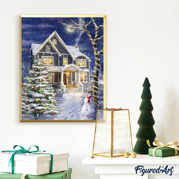 Diamond Painting - House decorated for Christmas