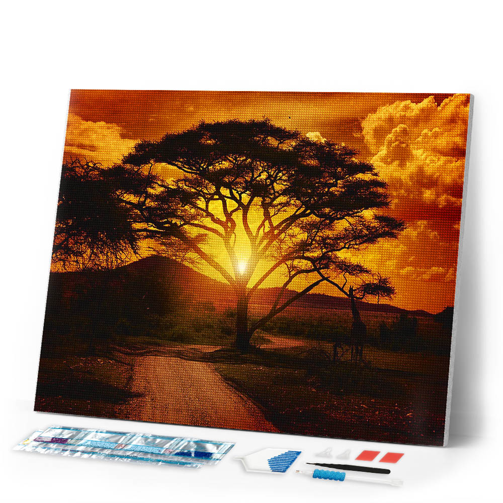 Diamond Painting - Large tree and sunrise