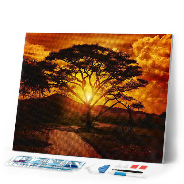 Diamond Painting - Large tree and sunrise