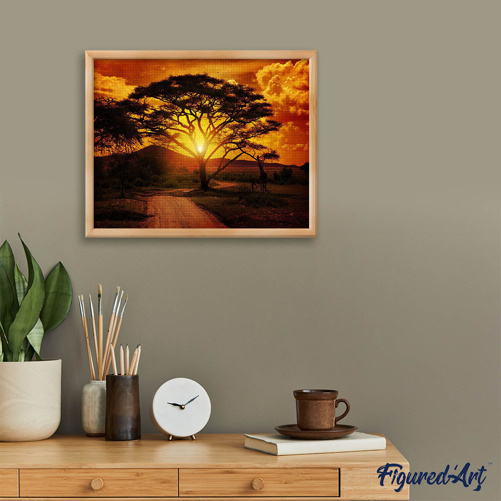 Diamond Painting - Large tree and sunrise