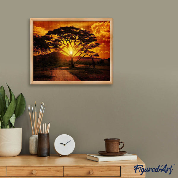 Diamond Painting - Large tree and sunrise