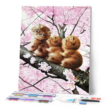 Load image into Gallery viewer, Diamond Painting - Three kittens on a Branch