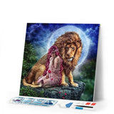 Diamond Painting | Diamond Painting - The Lion and the Woman | animals Diamond Painting Animals lions | FiguredArt