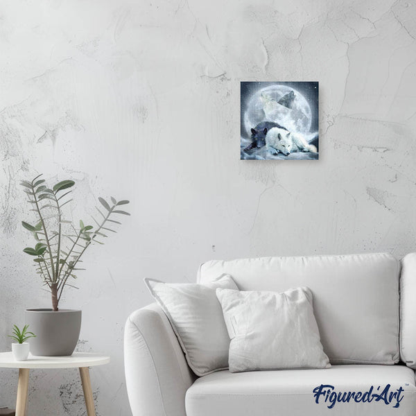 Diamond Painting - Wolves howling at the Moon