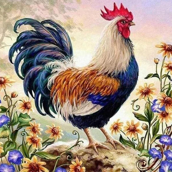 Diamond Painting - Hen and Flowers