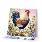 Diamond Painting | Diamond Painting - Hen and Flowers | animals Diamond Painting Animals flowers roosters | FiguredArt