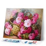 Diamond Painting | Diamond Painting - Roses in a Basket | Diamond Painting Flowers flowers | FiguredArt