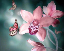 Load image into Gallery viewer, Diamond Painting | Diamond Painting - Butterfly and Orchid | animals butterflies Diamond Painting Animals Diamond Painting Flowers flowers |
