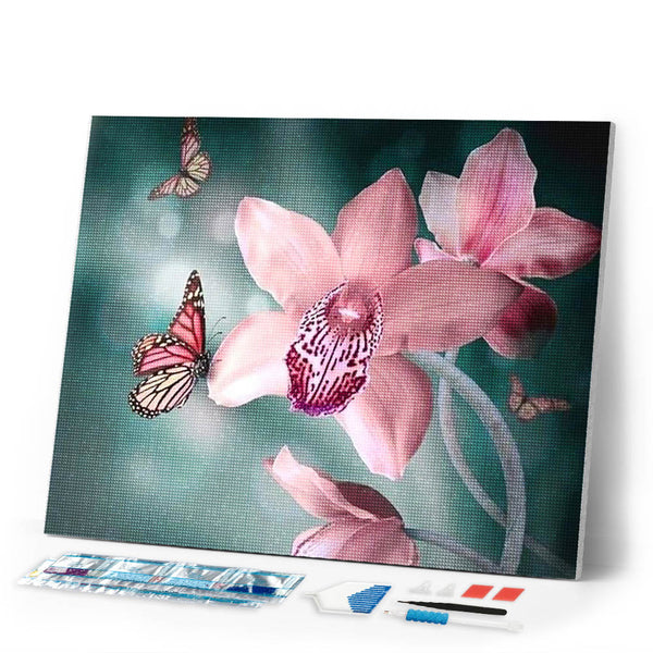 Diamond Painting | Diamond Painting - Butterfly and Orchid | animals butterflies Diamond Painting Animals Diamond Painting Flowers flowers |