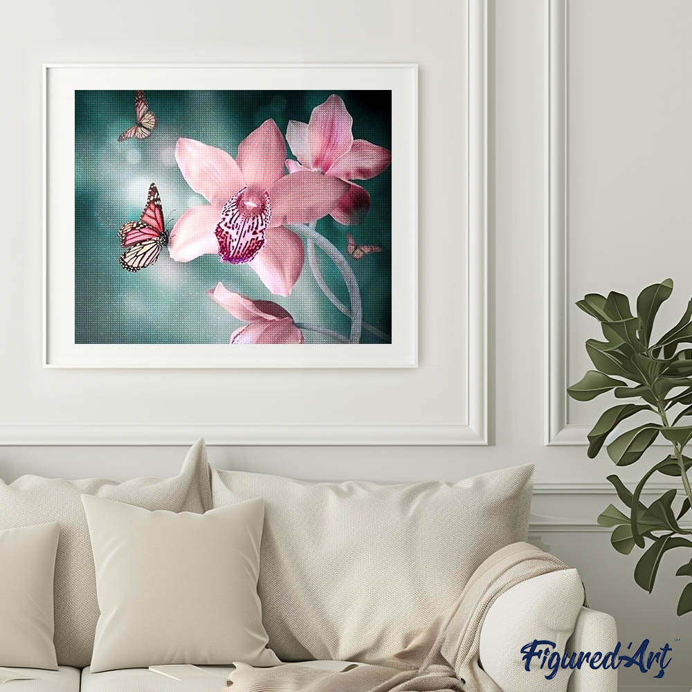 Diamond Painting - Butterfly and Orchid