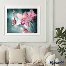 Load image into Gallery viewer, Diamond Painting - Butterfly and Orchid