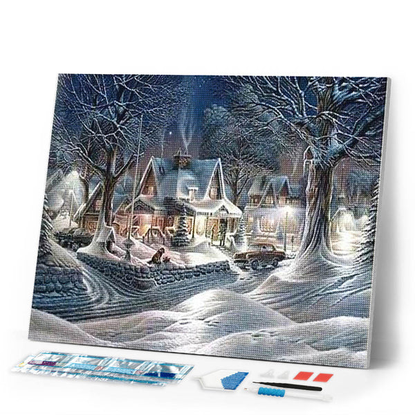 Diamond Painting | Diamond Painting - Homes during Winter | Diamond Painting Landscapes landscapes | FiguredArt