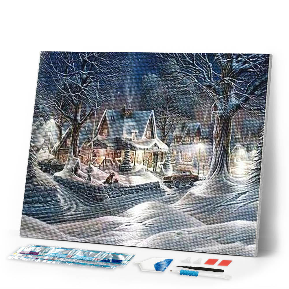 Diamond Painting | Diamond Painting - Homes during Winter | Diamond Painting Landscapes landscapes | FiguredArt