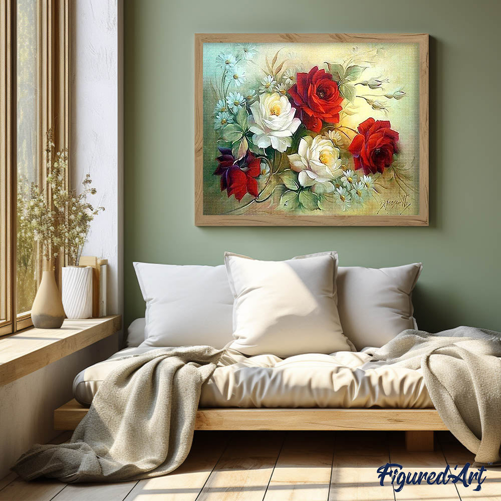 Diamond Painting - Flower Arrangement red and white