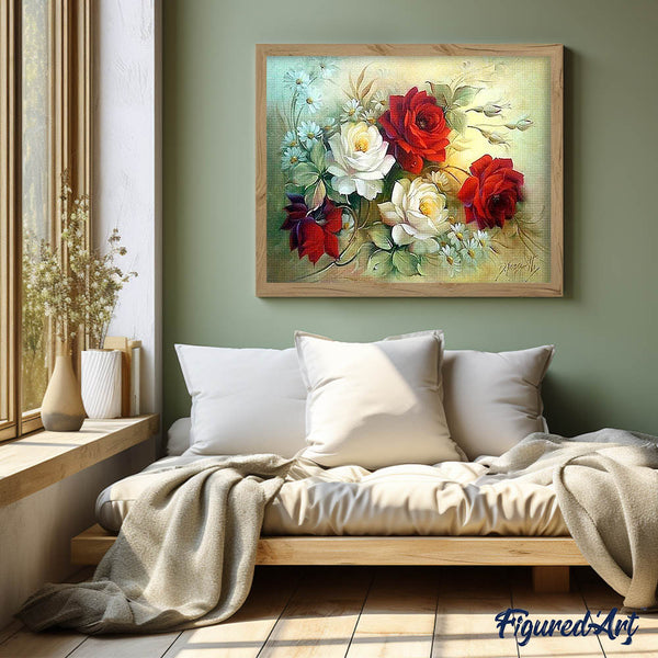 Diamond Painting - Flower Arrangement red and white
