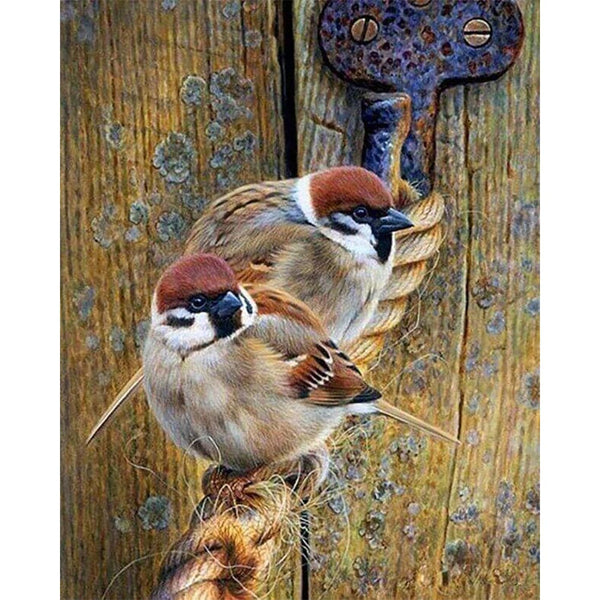 Diamond Painting - Sparrows on a Rope