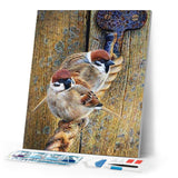 Diamond Painting | Diamond Painting - Sparrows on a Rope | animals Diamond Painting Animals | FiguredArt